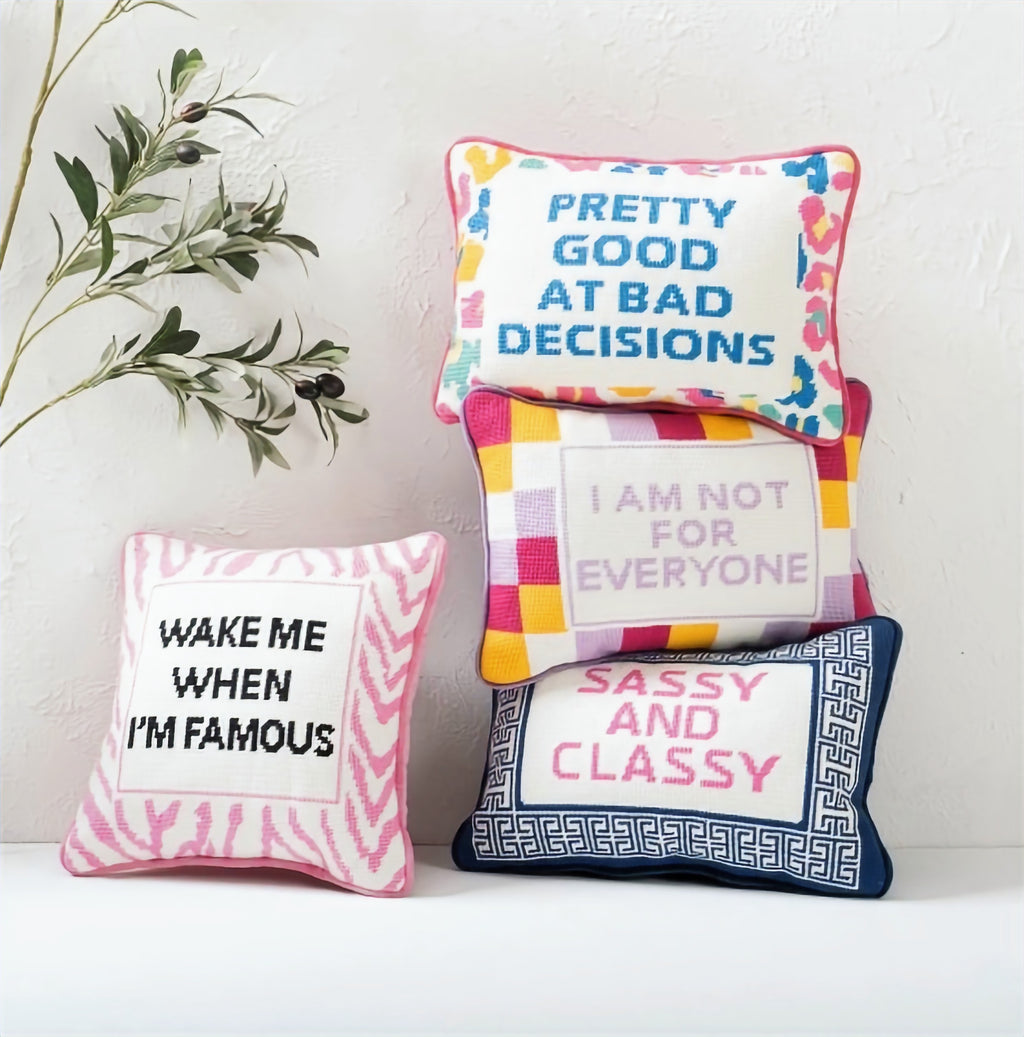 Pretty Good At Bad Decisions Needlepoint Pillow image 2