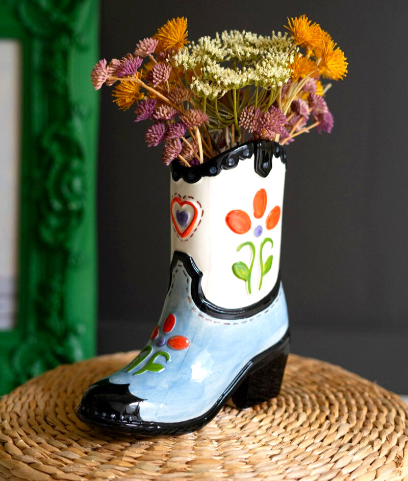 Texas Floral Cowboy Boot Vase image 0