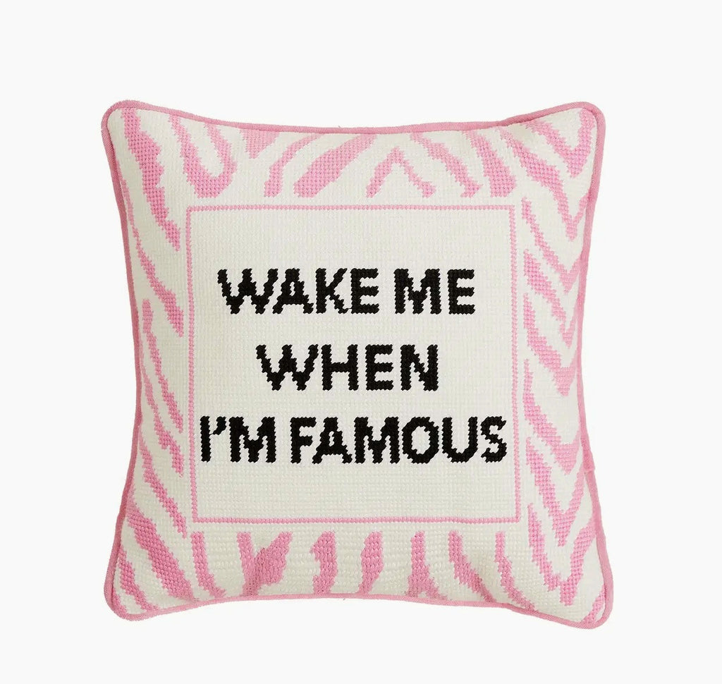 Wake Me When I’m Famous Needlepoint Pillow image 0