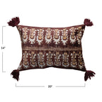 Maroon Ikat Tasseled Pillow image 1