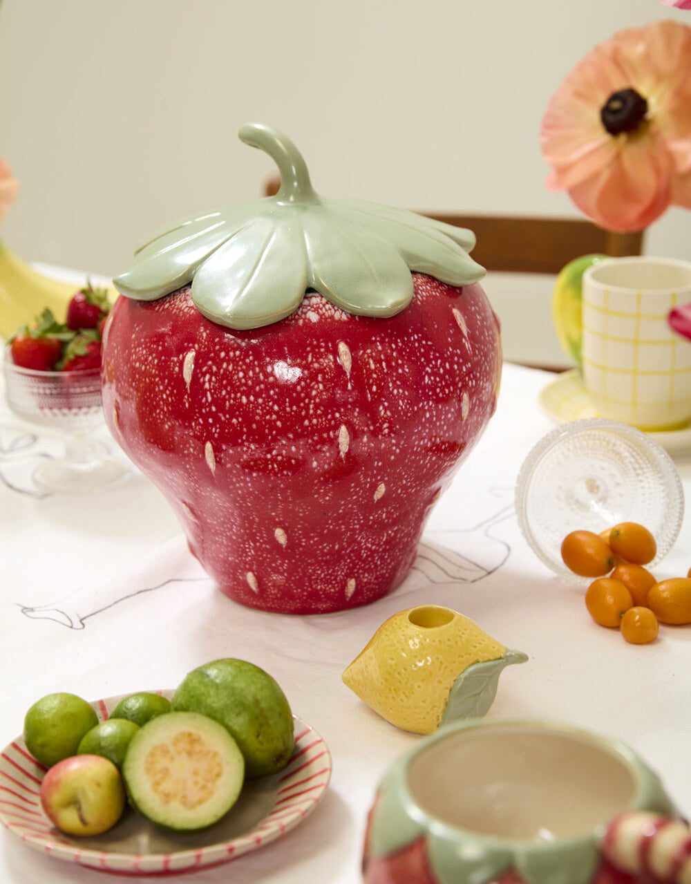 Juicy Strawberry Ceramic Canister image 0