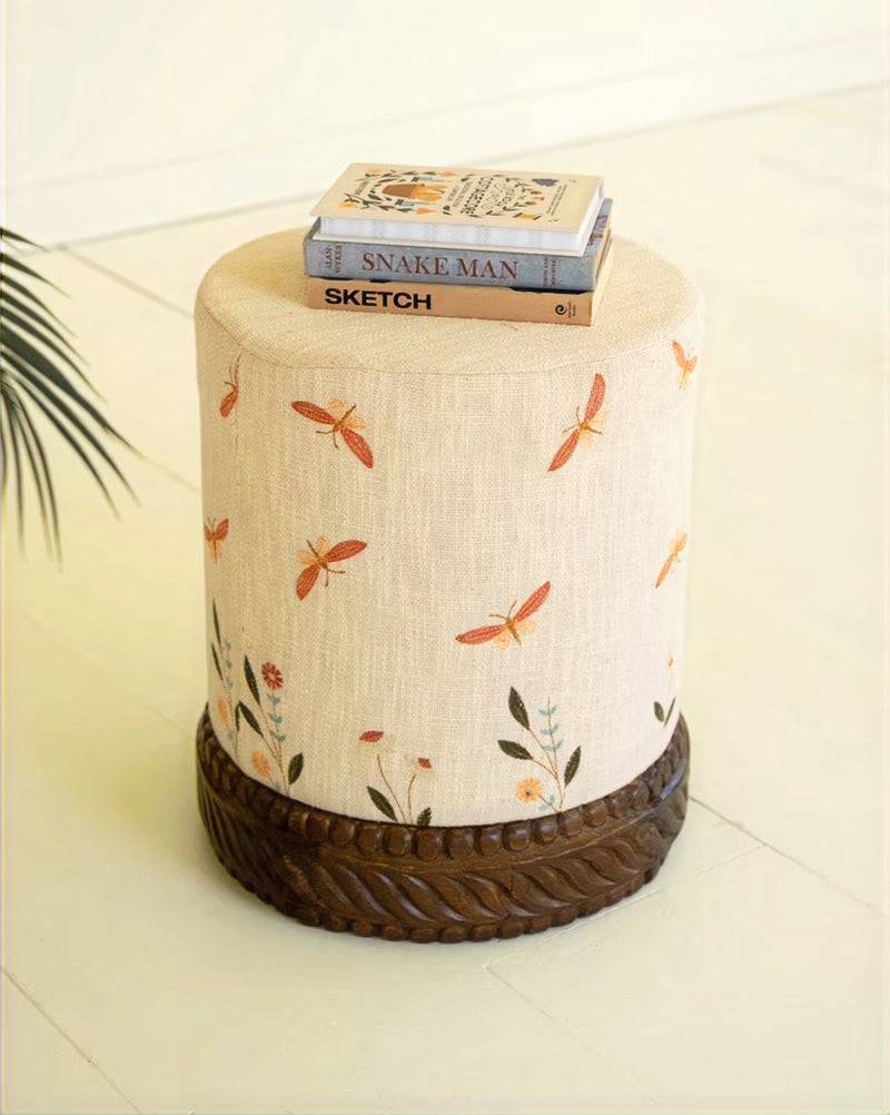 Embroidered Dragonfly Ottoman image 0