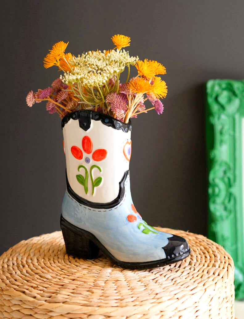 Texas Floral Cowboy Boot Vase image 1