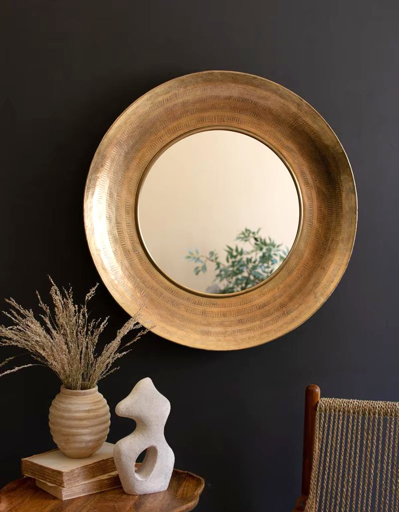 Hammered Brass Mirror  image 0