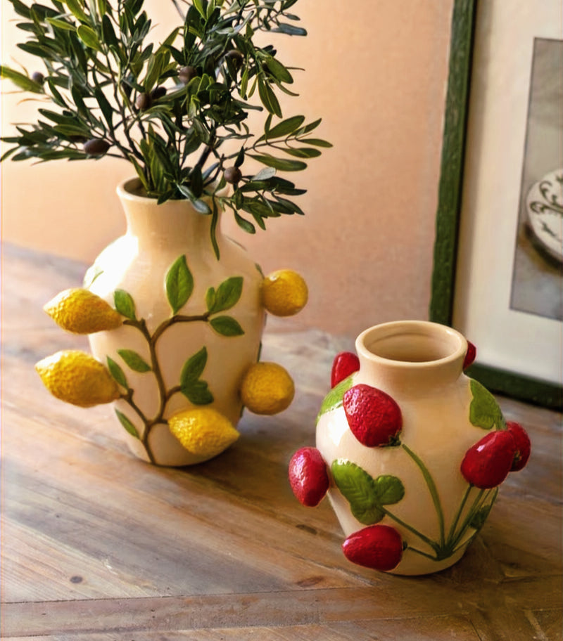 Strawberry Vine Ceramic Vase image 1
