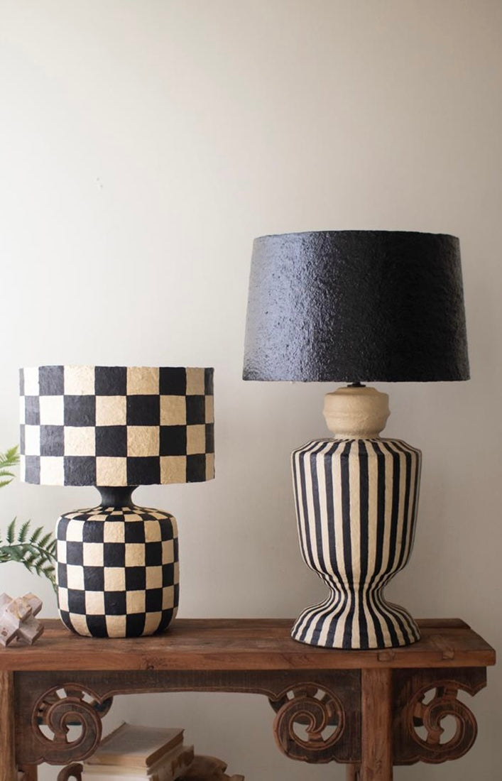 Flora Checker Paper Mache Lamp image 5