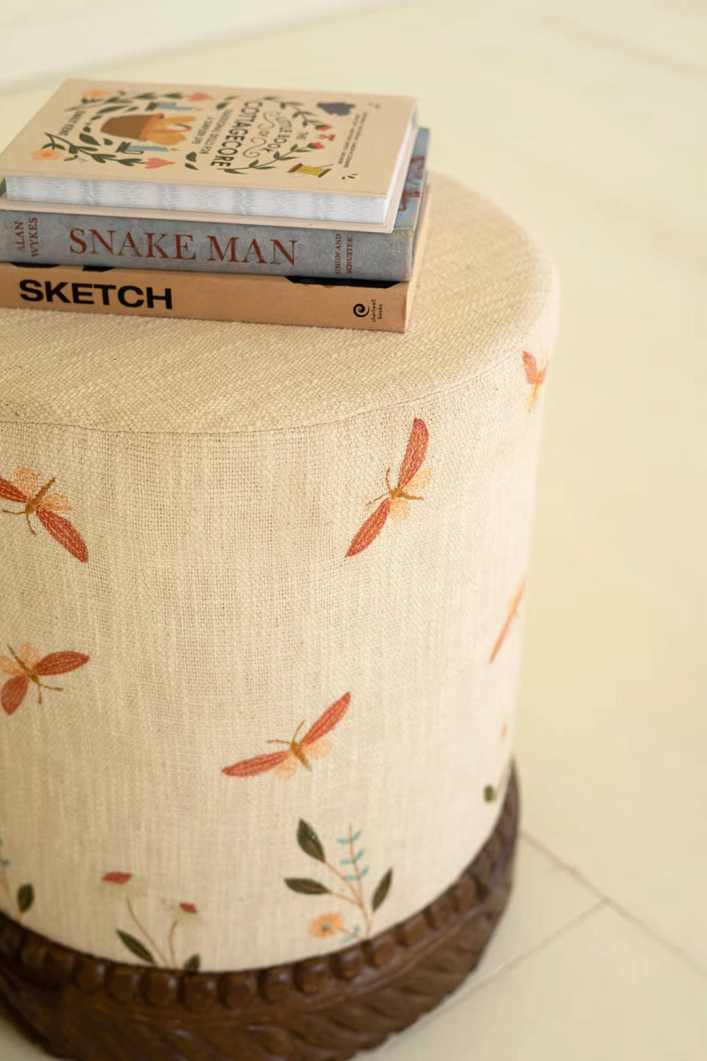 Embroidered Dragonfly Ottoman image 1