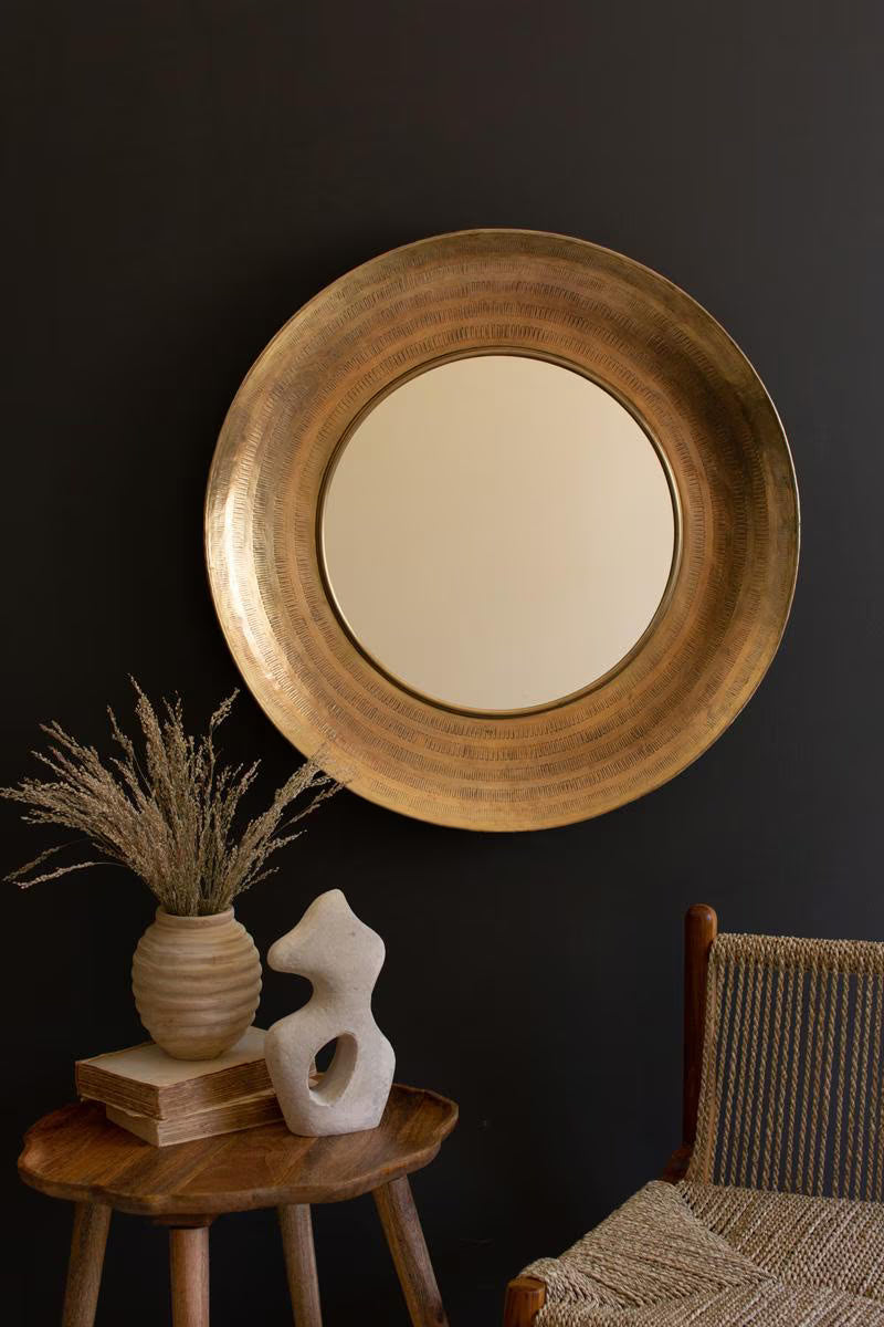 Hammered Brass Mirror  image 3