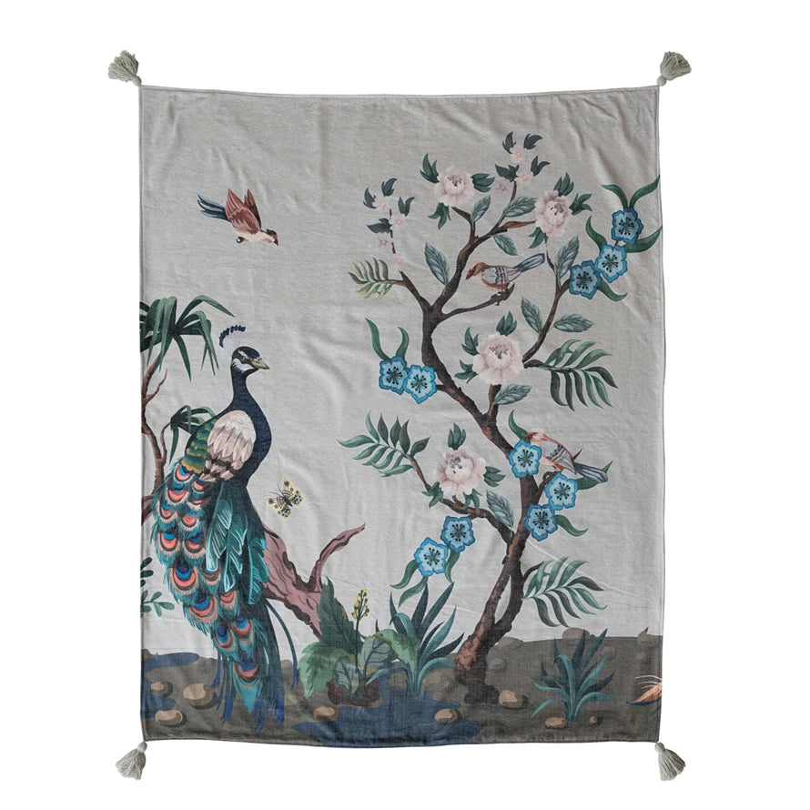 Peacock Garden Chenille Throw  image 0