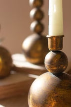 Orb Antique Brass Candleholders (Set of 3) image 1