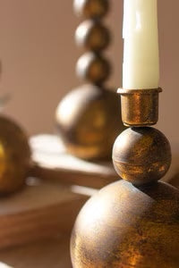 Orb Antique Brass Candleholders (Set of 3) image 1