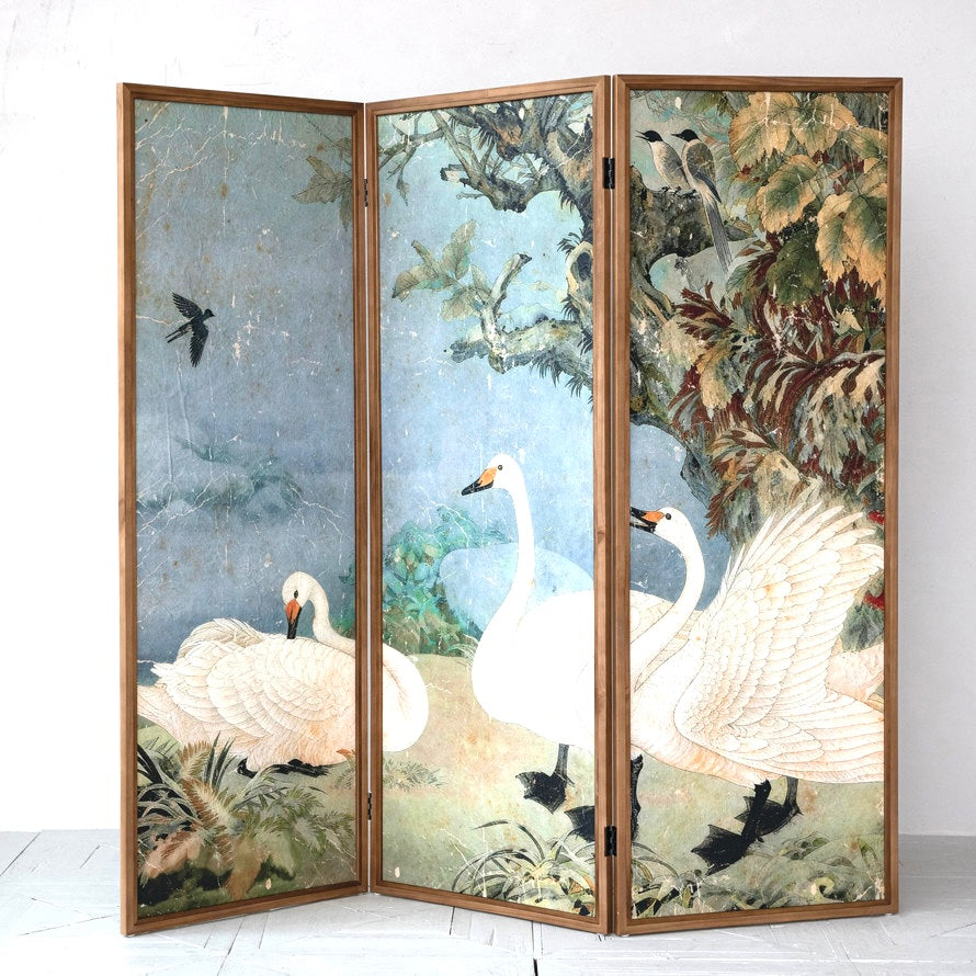 Enchanted Swan Folding Screen