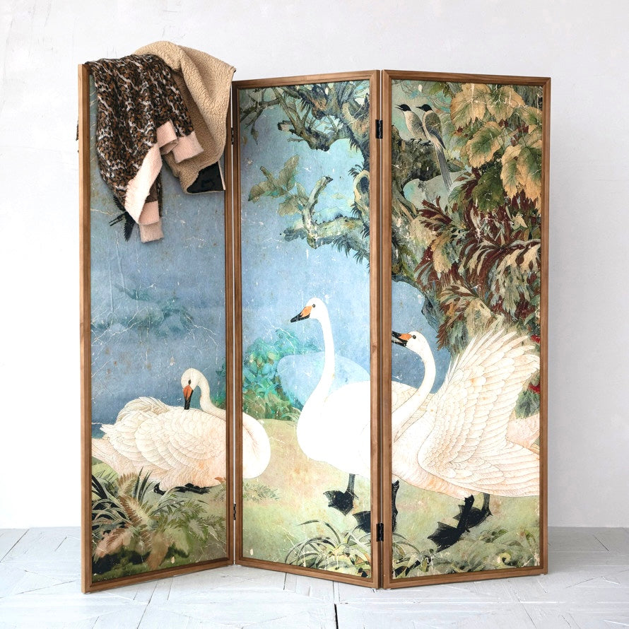 Enchanted Swan Folding Screen