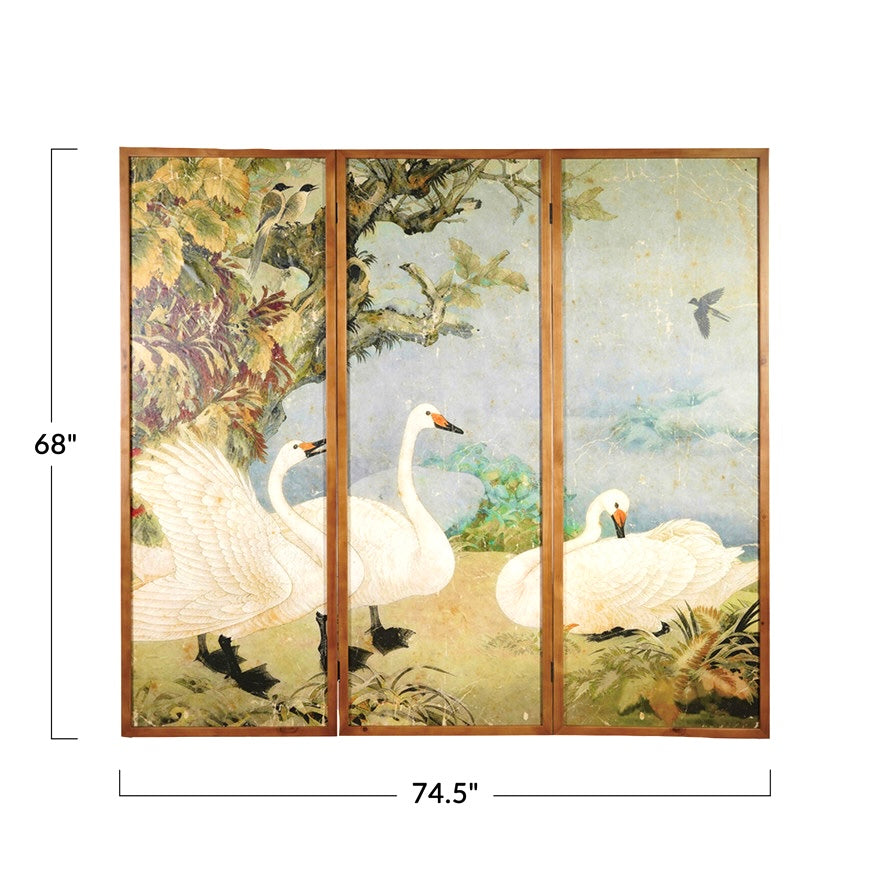 Enchanted Swan Folding Screen