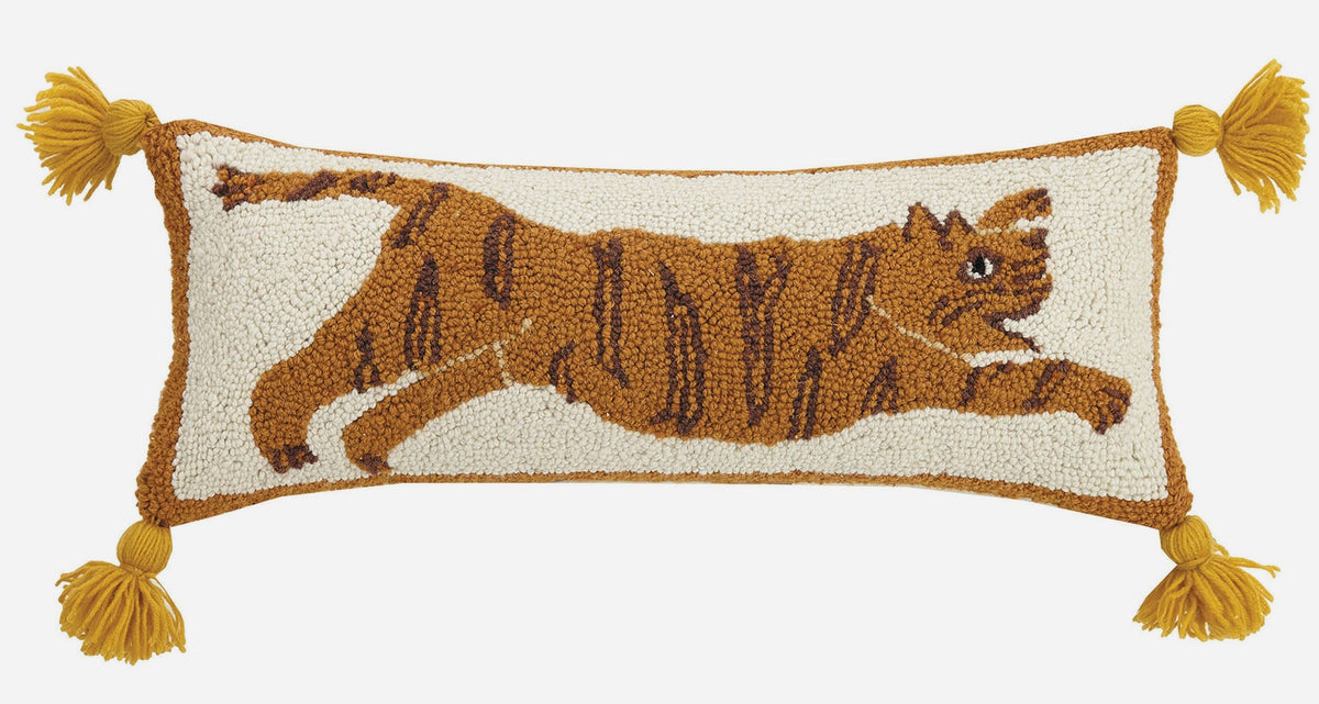 Leaping Tiger Pom Pom Hook Pillow image 1