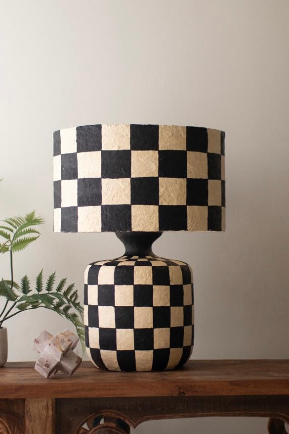 Flora Checker Paper Mache Lamp image 1