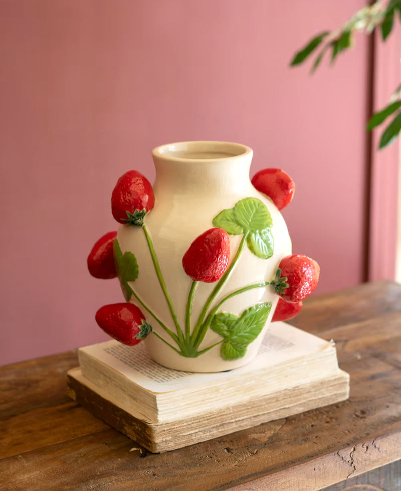Strawberry Vine Ceramic Vase image 0