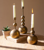 Orb Antique Brass Candleholders (Set of 3) image 0