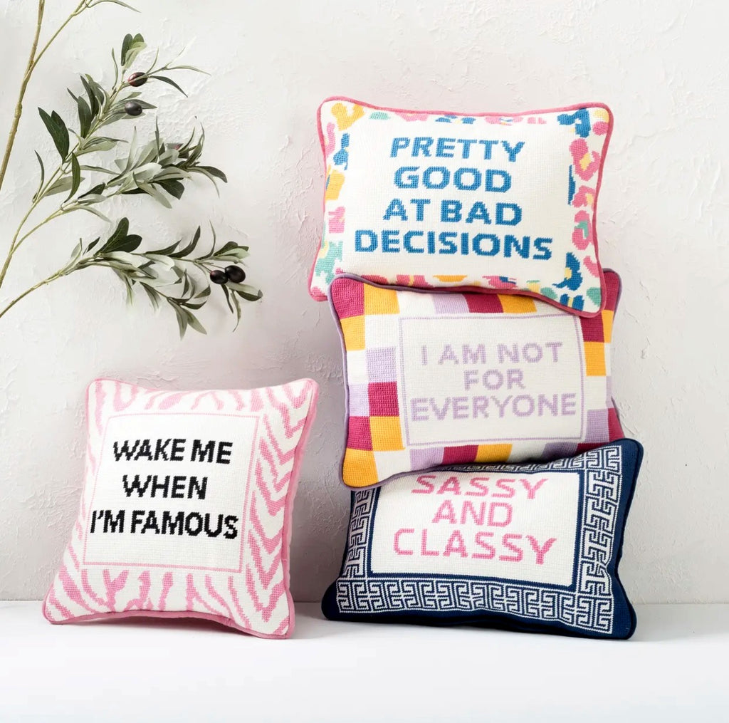 Wake Me When I’m Famous Needlepoint Pillow image 3