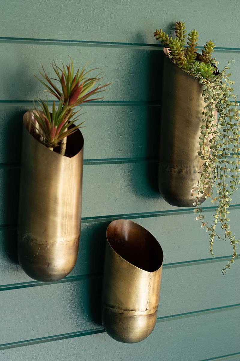 Brass Wall Planters (Set of 3) image 2