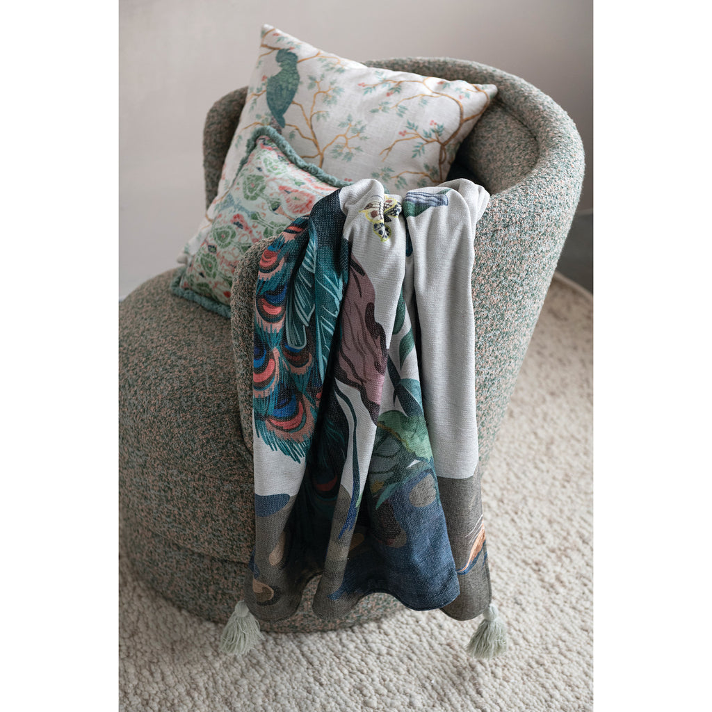 Peacock Garden Chenille Throw  image 2
