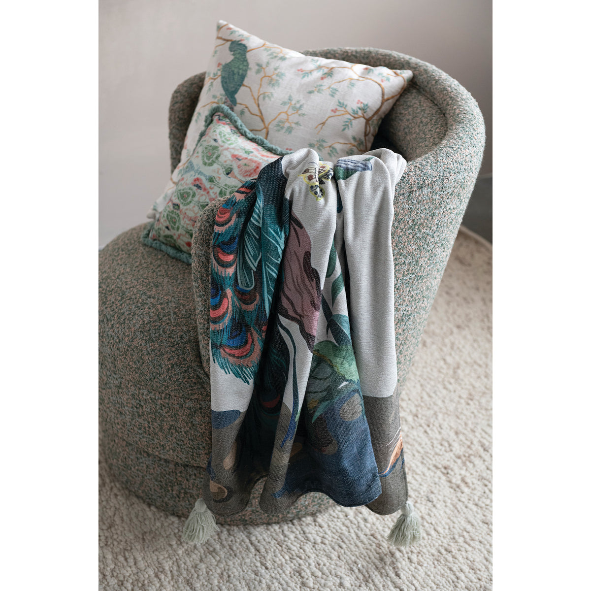 Peacock Garden Chenille Throw  image 2